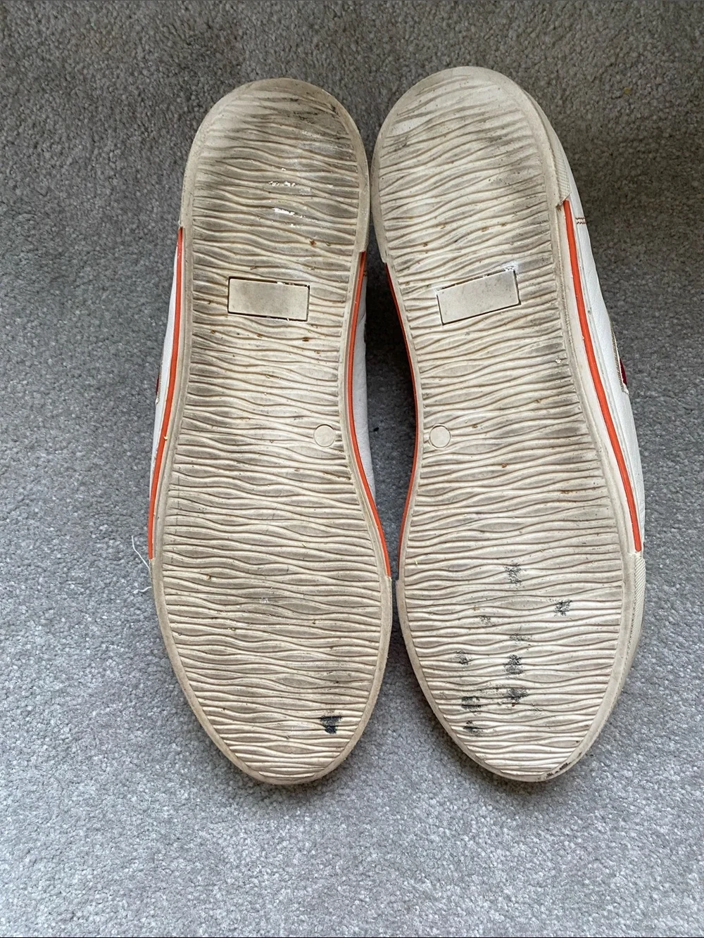 Vintage Bacco Bucci White and Orange Leather Sneakers Made In Italy